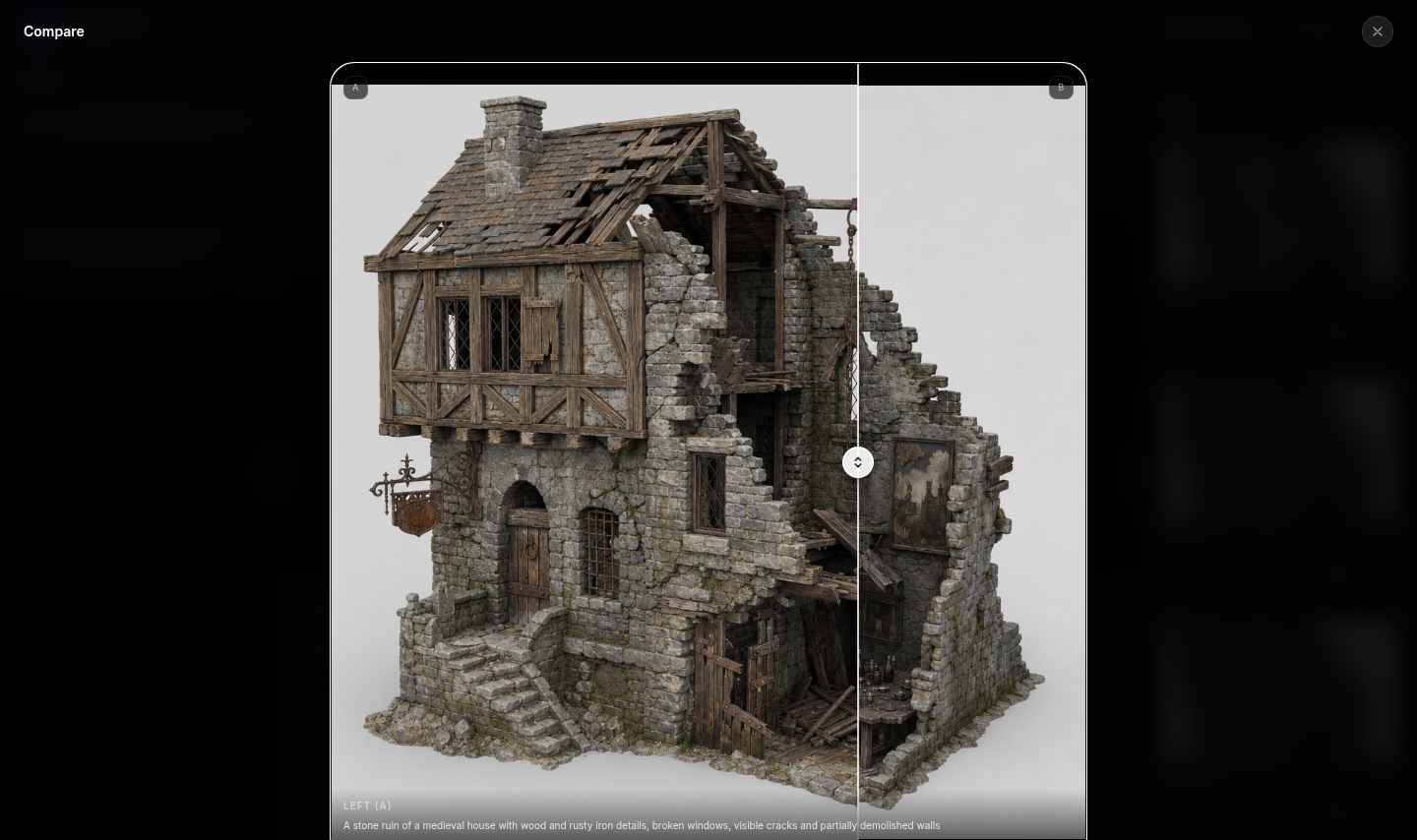 ConceptLab comparison view with a draggable reveal divider