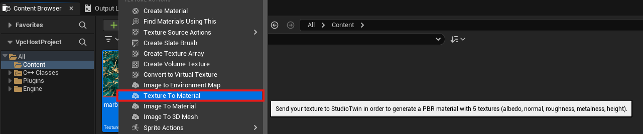 Texture to Material Context