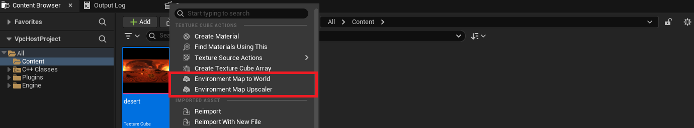 TextureCube Asset Action