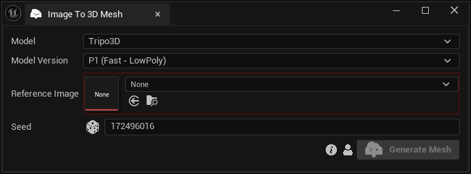 Image to 3D Mesh tab