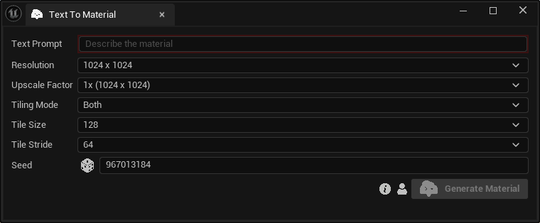 Text to Material Tab
