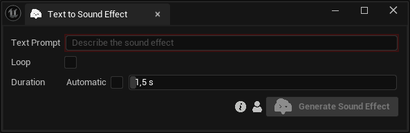 Text to Sound Effect tab