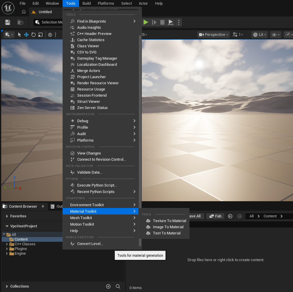 Material Toolkit Tools Menu